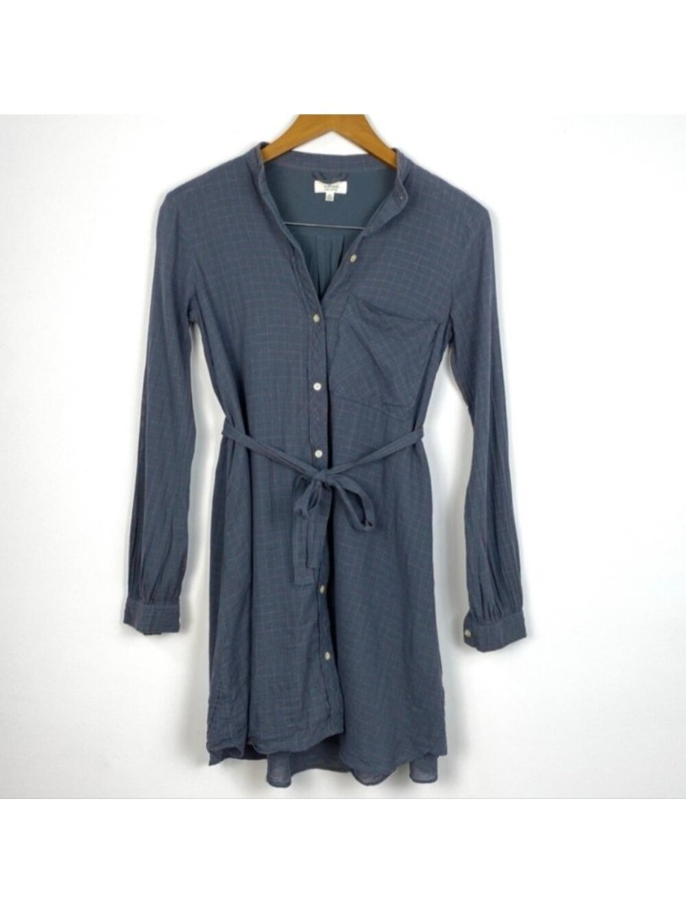Aritzia Wilfred Long Sleeve Button cotton t-shirt Dress with side pockets